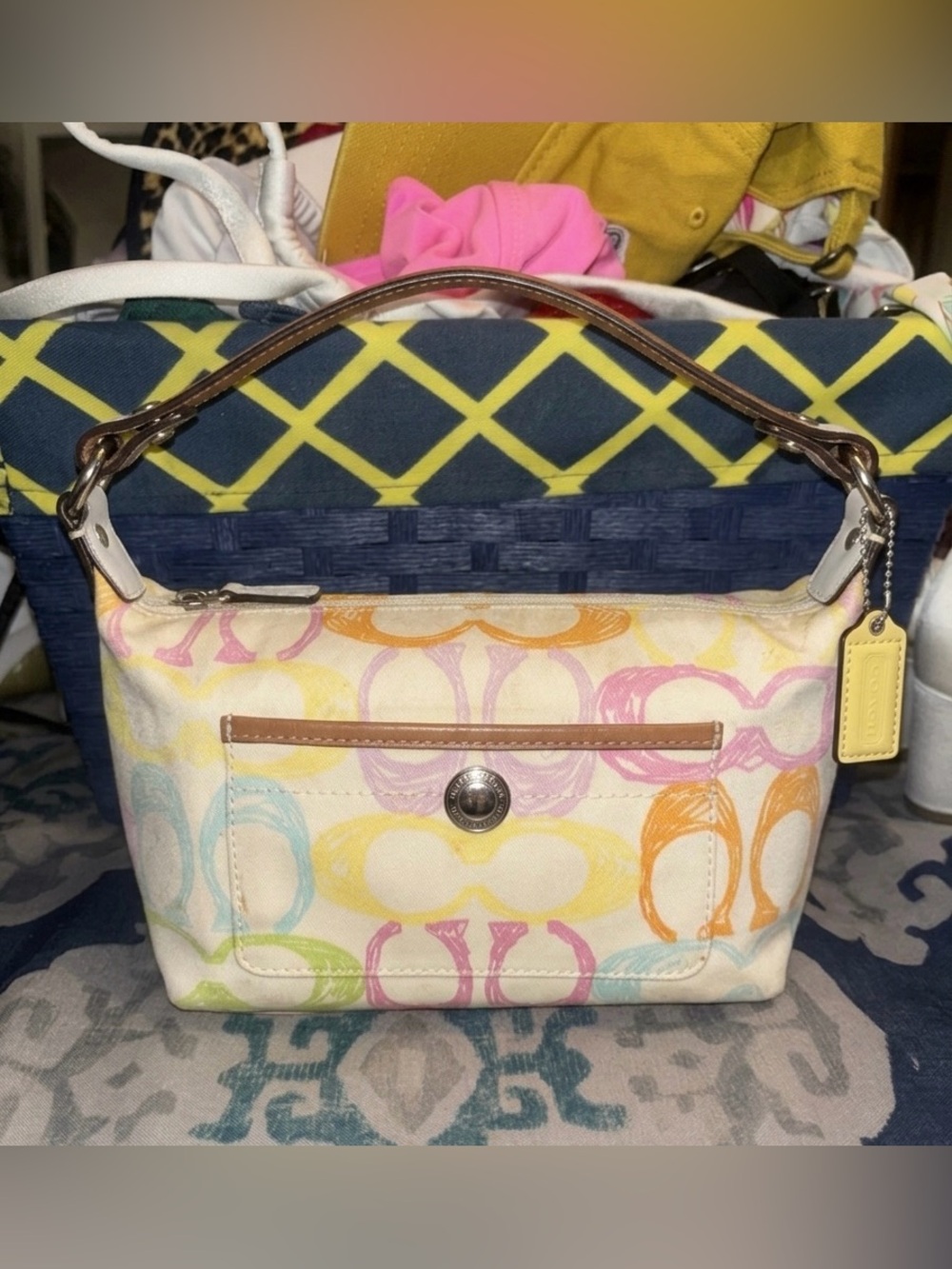 VNTG Coach Scribble Signature C Demi Pouch Bag – Pastel Y2K Aesthetic